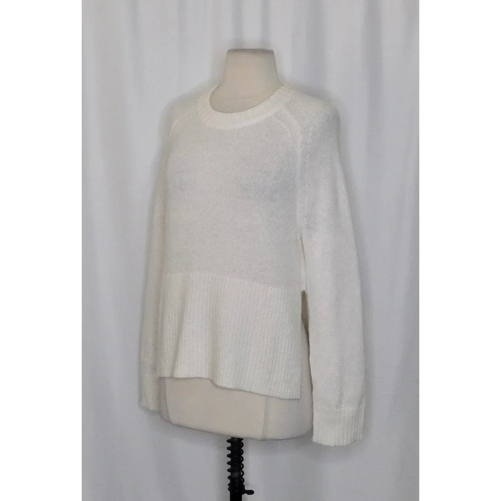 NWT!! J. CREW High Rib Pullover Sweater Wool Alpaca Solid‎ Ivory Minimalist XXS
